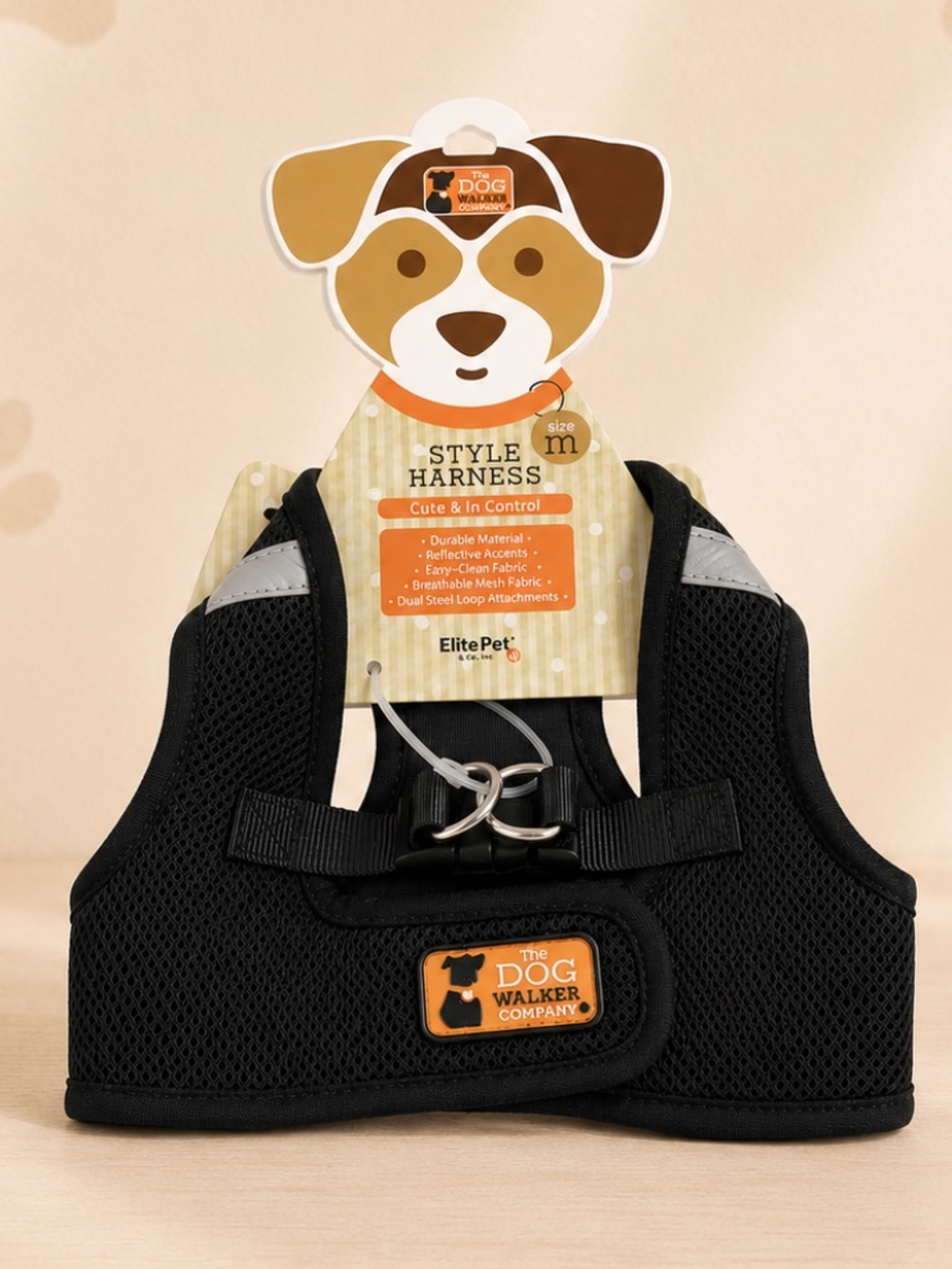 *New* Elite Pet & Co. Inc. The Dog Walker Company Black Medium Harness